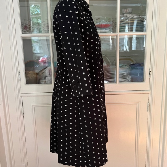 Anya Ponorovskaya Black Fitted Cotton Coat, Size 10, Embroidered Stars, Lined - Picture 3 of 8